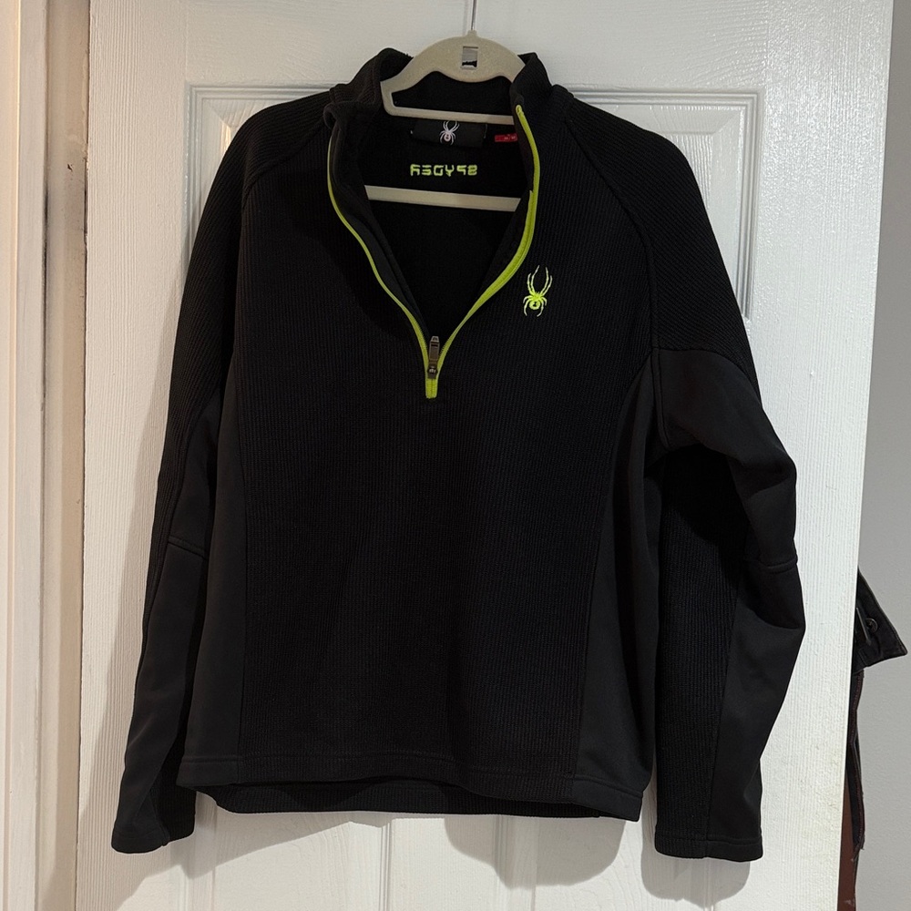 Spyder Black Half-Zip with Neon Green Details